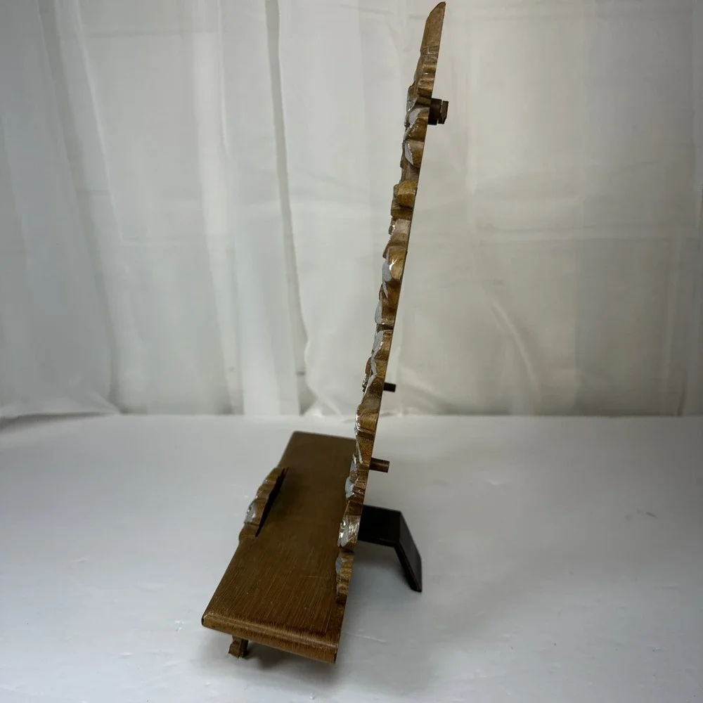 HOMCO Wall Shelf Hanging Faux Bamboo Wood Floral Trellis Boho 6067B 1984 Silver